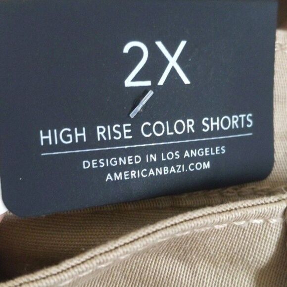 5/$55 American Bazi high rise color shorts - khaki - cotton blend - NWT - 2X - Picture 6 of 10